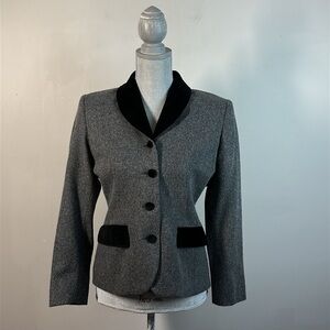 Allen Lolly Gray 100% Wool Blazer Vintage Size 6 Petite